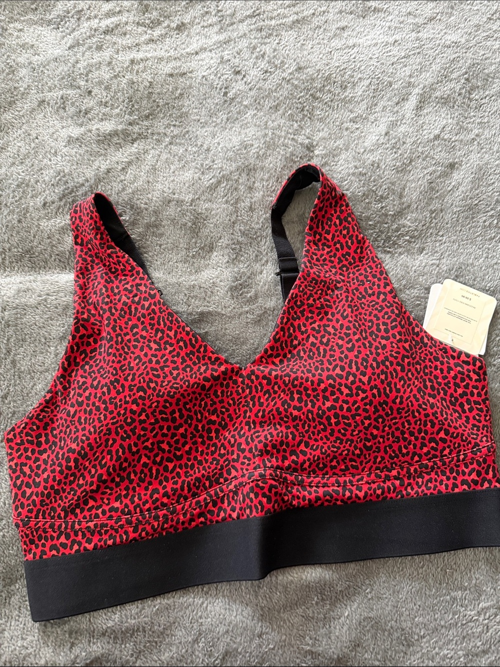 Fabletics Red Leopard Print Sports Bralette with Black Band